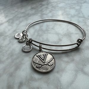 UVA Alex and Ani adjustable charm bangle bracelet (silver)